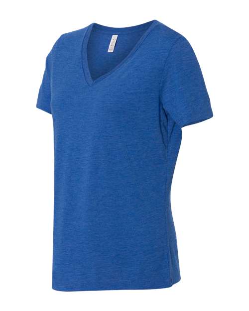 BELLA + CANVAS 6415 Women's Relaxed Triblend V-Neck Tee - True Royal Triblend - side