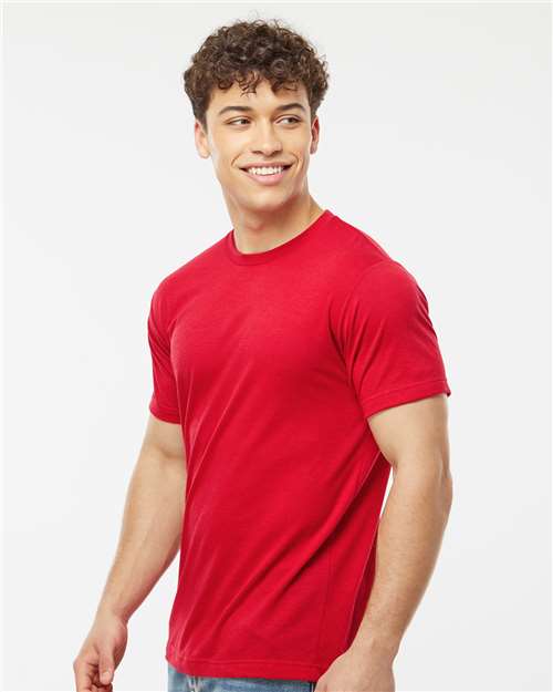 Tultex 241 Unisex Poly-Rich T-Shirt - Red - model side
