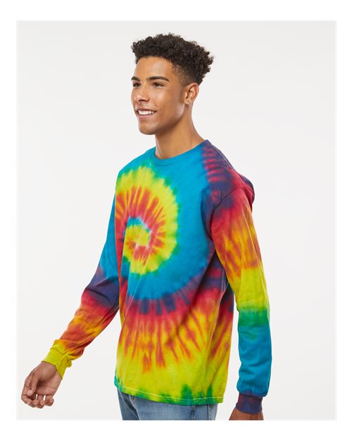 Colortone 2000 Unisex Tie-Dyed Long Sleeve T-Shirt - Reactive Rainbow - model side