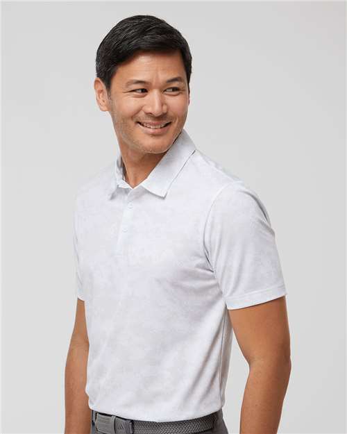Adidas A550 Men's All Over Camo Print Polo - White - model side