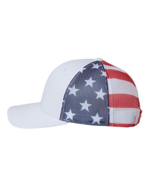 Kati S700M Printed Mesh Trucker Cap - White/ USA Flag - side