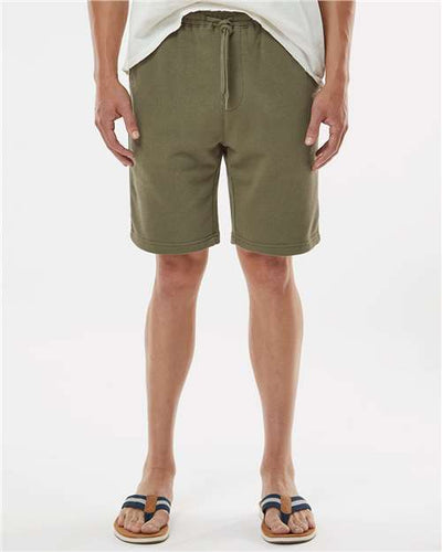 Independent Trading Co. IND20SRT Men's Midweight Fleece Shorts - Army - model front