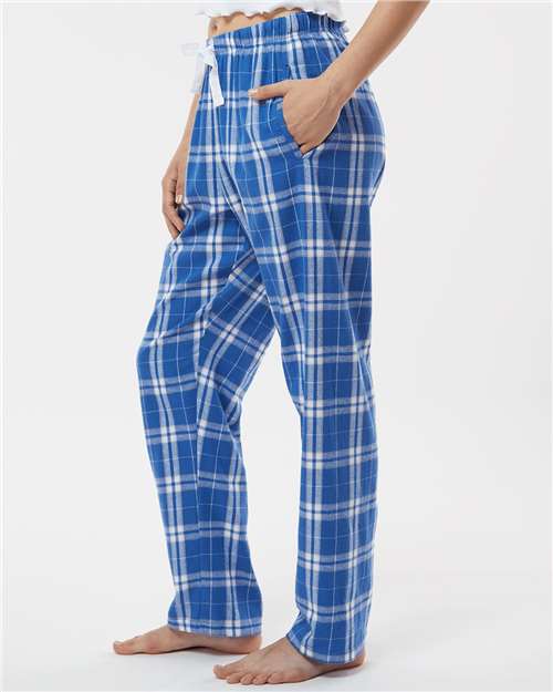 Boxercraft BW6620 Women's Haley Flannel Pants - Royal/ Silver Plaid - model side
