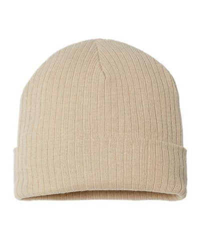 Atlantis Headwear RIO Sustainable Rib Cuffed Beanie - Light Beige - front