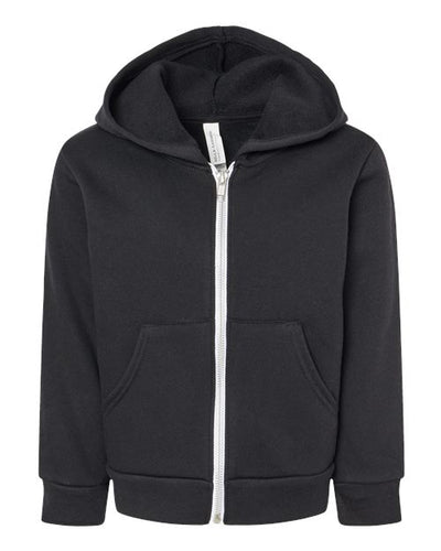 BELLA + CANVAS 3739T Toddler Sponge Fleece Full-Zip Hoodie Sweatshirt - Black - front