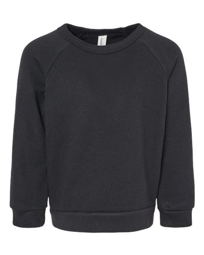 BELLA + CANVAS 3901T Toddler Sponge Fleece Raglan Crewneck Sweatshirt - Black - front