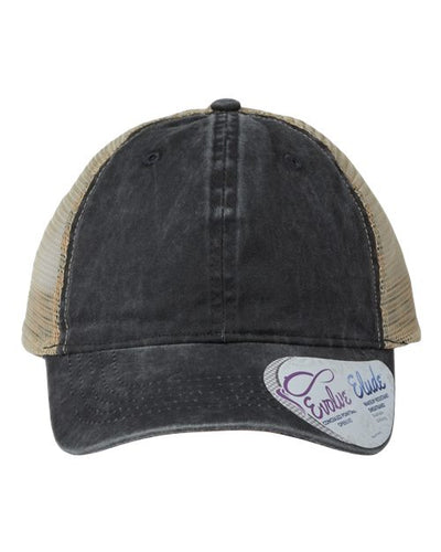 Infinity Her TESS Women's Washed Mesh-Back Cap - Black/ Leopard - front