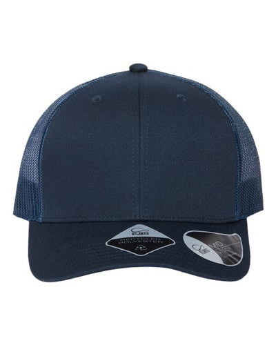 Atlantis Headwear BRYCE Sustainable Trucker Cap - Navy/ Navy - front