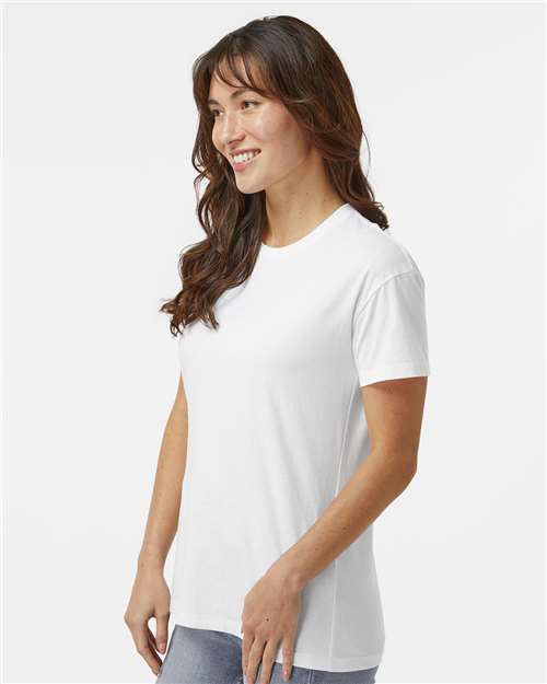 Next Level 6600 Women's CVC Relaxed T-Shirt - White - model side