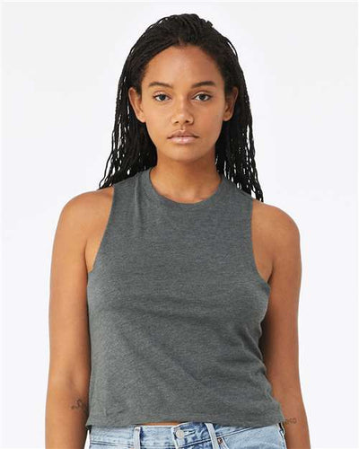 BELLA + CANVAS 6682 Women's Racerback Crop Tank - Deep Heather - model front