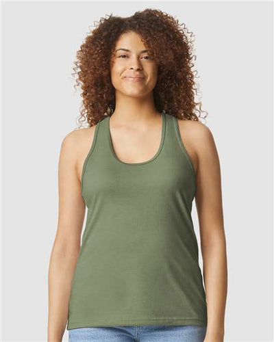 Gildan 64220LCVC Women's Softstyle CVC Racerback Tank Top - Cactus - model front
