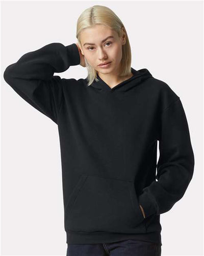 American Apparel RF498 Unisex ReFlex Fleece Hoodie Sweatshirt - Black - model front