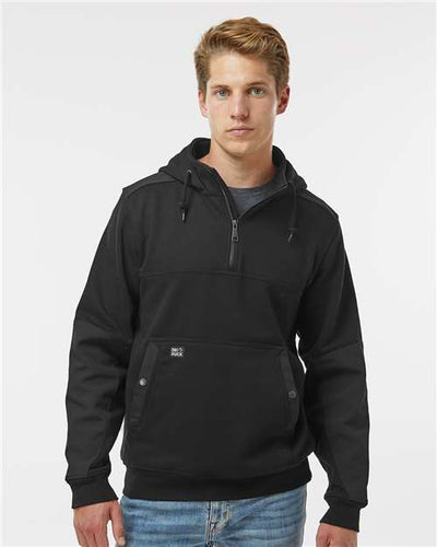 DRI DUCK 7349 Men's Mission Quarter-Zip Hooded Pullover - Black - model front