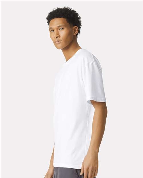 American Apparel 5389 Unisex Sueded Cloud Jersey Tee - Sueded White - model side