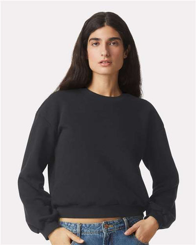 American Apparel RF494 Women's ReFlex Fleece Crewneck Sweatshirt - Black - model front