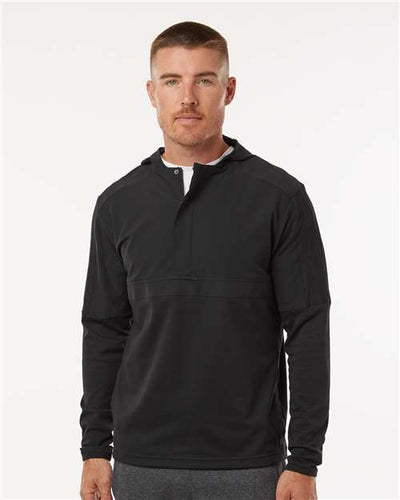 Adidas A607 Men's Half-Zip Hooded Anorak - Black - model front