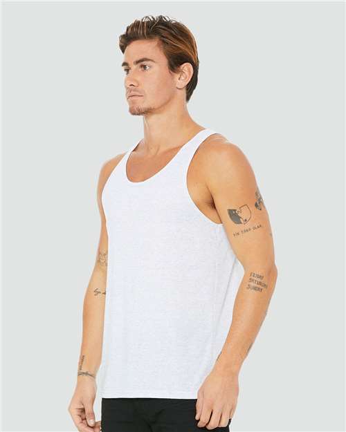 BELLA + CANVAS 3484 Unisex Triblend Tank - White Fleck Triblend - model side