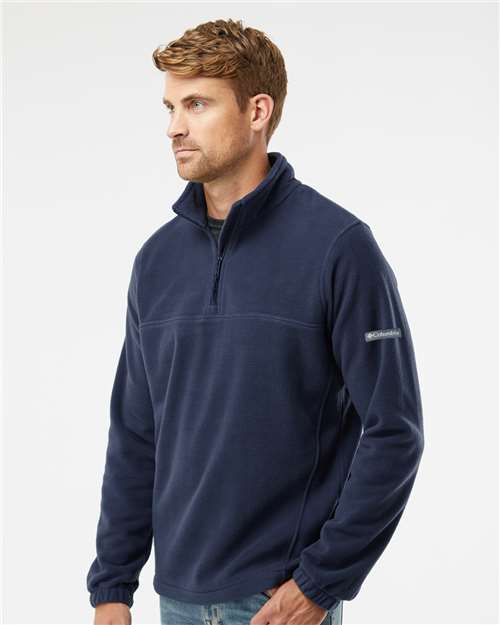 Columbia 212486 Men's Steens Mountain Fleece Half-Zip Pullover - Collegiate Navy - model side