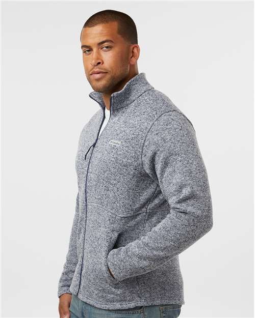 Columbia 209574 Men's Alto Pass Fleece Full-Zip Jacket - Dark Mountain Heather - model side