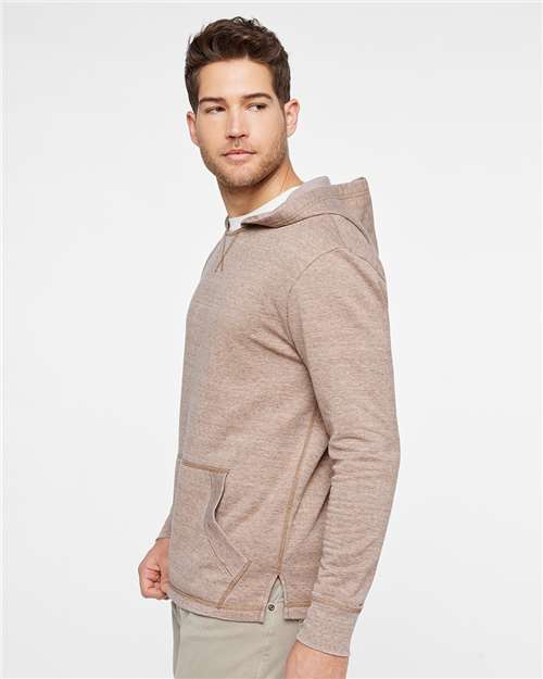 LAT 6936 Unisex Vintage Wash Hoodie Sweatshirt - Weathered Coyote Brown - model side