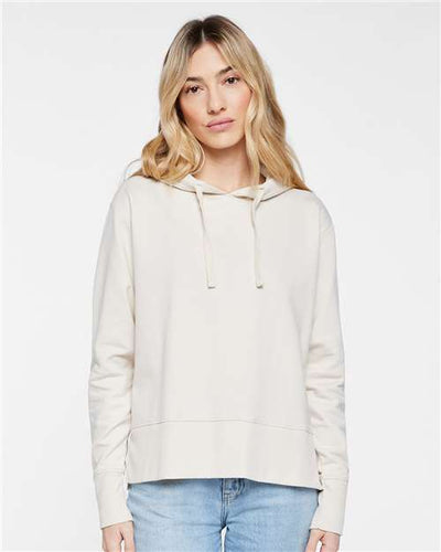 LAT 3536 Women's Vintage Wash Hoodie Sweatshirt - Washed Natural - model front