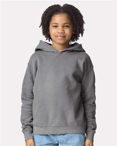 Comfort Colors 1467Y Youth Garment-Dyed Lightweight Hooded Sweatshirt - Grey - model front