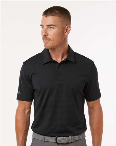 Adidas A704 Men's Textured Stripe Polo - Black - model front
