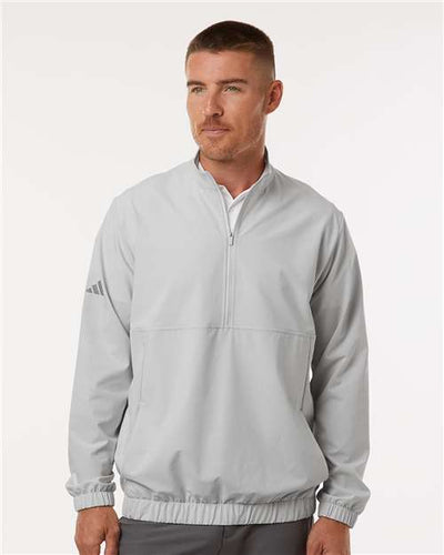Adidas A705 Men's Stretch Woven Half-Zip Pullover - Grey One - model front