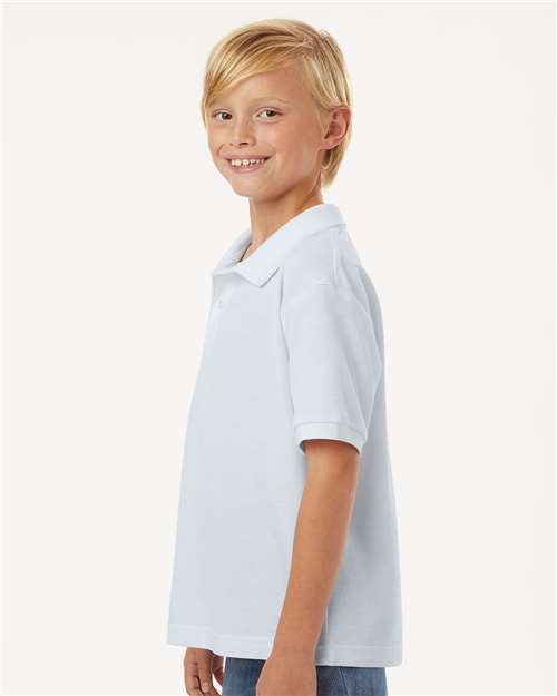 AllPro 62800Y Youth Pique Polo - White - model side