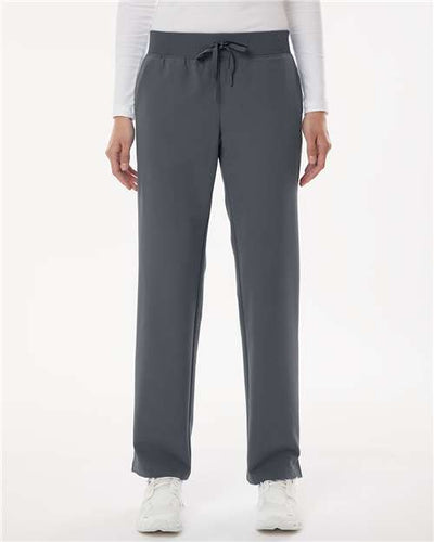 Jaanuu W20001P Women's Petite Sizes Xenos Essential Knit-Waist Scrub Pants - Carbon Grey - model front
