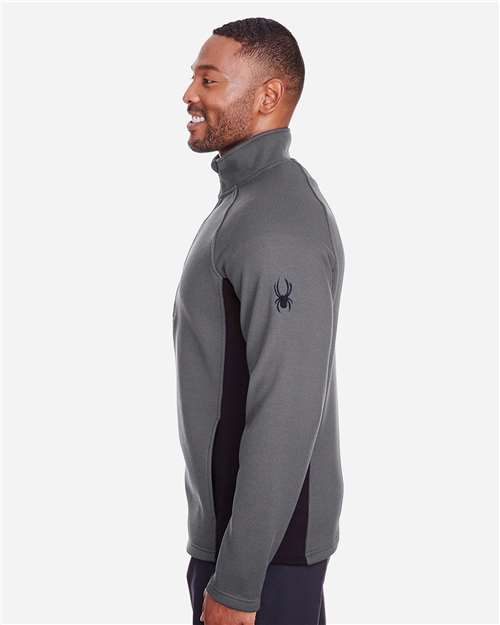 Spyder S16561 Men's Constant Half-Zip Sweater Fleece Pullover - Polar/ Black - model side