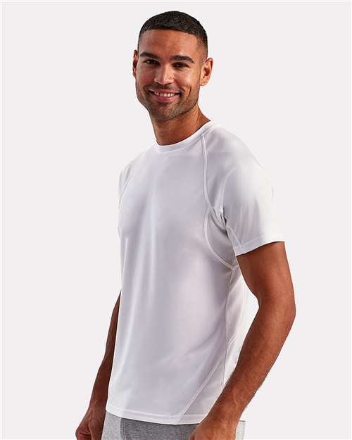 TriDri TD011 Unisex Panelled Tech T-Shirt - White - model side