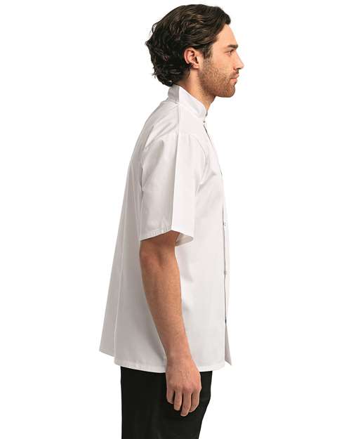Artisan Collection by Reprime RP664 Unisex Ten Studded Front Short Sleeve Chef Coat - White - model side