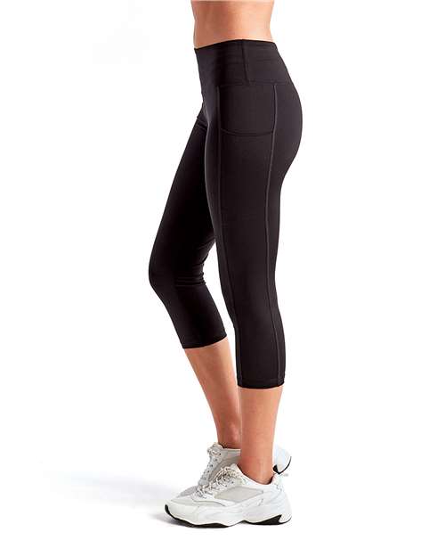 TriDri TD533 Women's Performance Calf-Length Leggings - Black - model side