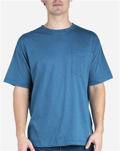 Berne Apparel BSM38 Men's Lightweight Performance Pocket T-Shirt - Riptide - model front