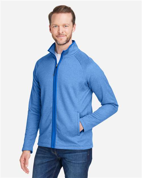 Core 365 CE72 Men's Venture Heathered Stripe Full-Zip Jacket - True Royal/ White - model side