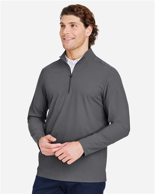 Devon & Jones DG410 Men's CrownLux Performance Windsor Welded Quarter-Zip Pullover - Graphite - model side