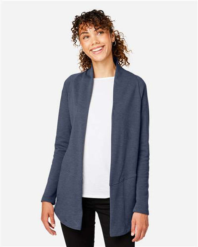 Devon & Jones DG481W Women's New Classics Charleston Cardigan - Navy Melange - model front