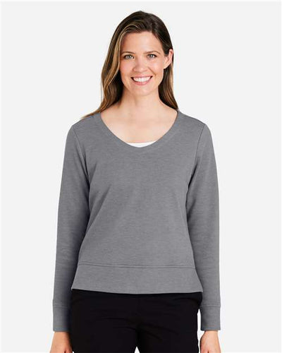 Devon & Jones DG482W Women's New Classics Charleston Pullover - Graphite Melange - model front