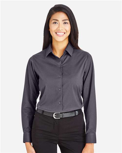 Devon & Jones DG535W Women's CrownLux Performance Tonal Mini Check Woven Dress Shirt - Carbon - model front