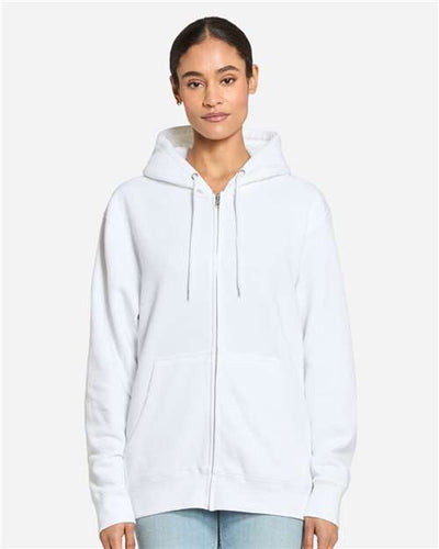 Lane Seven LS14003 Unisex Premium Full-Zip Hoodie Sweatshirt - White - model front