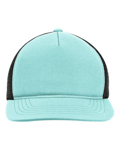 Big Accessories BA708 Bend Foam Trucker Cap - Aquamarine/ Black - front