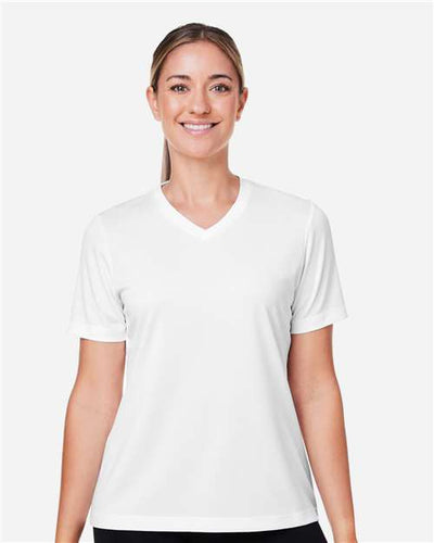 Team 365 TT15W Women's Zone Performance Mesh T-Shirt - White - model front