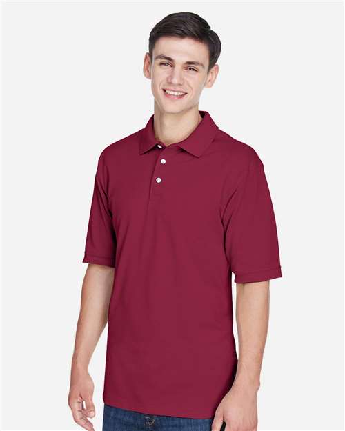 Harriton M265 Men's Easy Blend Polo - Wine - model side