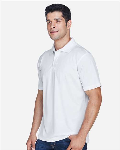 Harriton M315 Men's Polyester Jersey Polo - White - model side