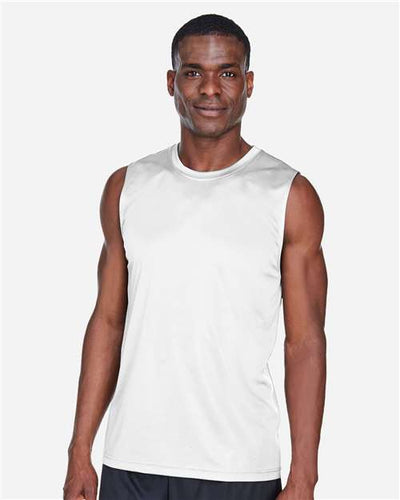 Team 365 TT11M Men's Zone Performance Muscle T-Shirt - White - model front