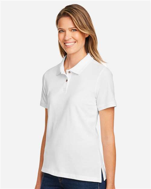 Harriton M200W Women's Cotton Polo - White - model side