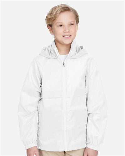 Team 365 TT73Y Youth Zone Protect Lightweight Jacket - White - model front
