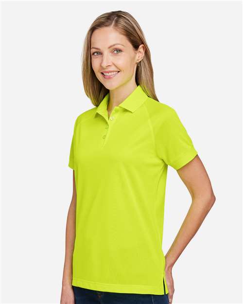 Harriton M208W Women's Charge Snag and Soil Protect Polo - Safety Yellow - model side