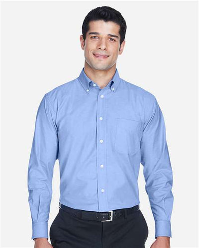 Harriton M600 Men's Oxford Shirt - Light Blue - model front